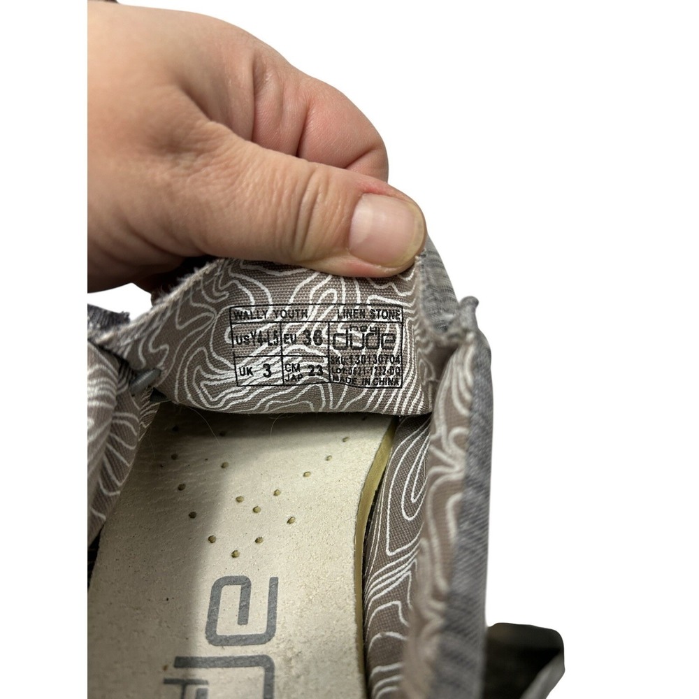 HEYDUDE Wally Youth Linen Stone Grey Shoes 130130704 Size 4 Youth / 5 Women - Picture 7 of 8